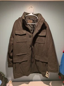 Mens Tasso Elba Wool Blend Car Coat Military Style pockets L - Picture 1 of 10