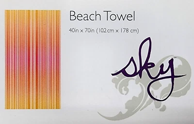 Sky Ombre Stripe Large Beach Towel 40x70 in, Orange/Pink, 100% Cotton - Image 1 of 4
