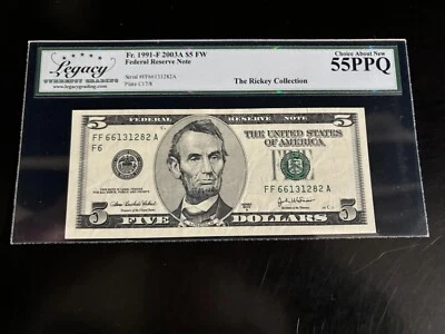DBR 2003-A $5 FRN Atlanta Fr. 1991-F Legacy 55 PPQ Serial FF66131282A - Image 1 of 2
