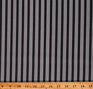 Cotton Stripes Striped White on Black Timber Fabric Print by the Yard D140.14 - Picture 1 of 1