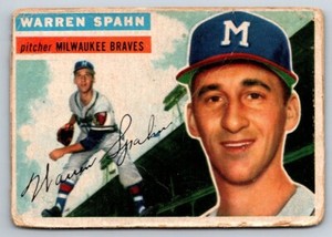 1956 Topps #10 Warren Spahn Milwaukee Braves HOF | Free Shipping