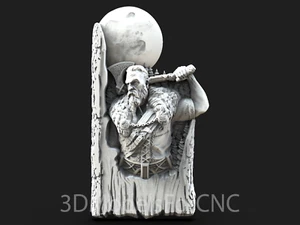 3D Model STL File for CNC Router Laser & 3D Printer Viking under the Moon - Picture 1 of 1