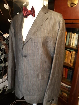Blazer Abrigo Deportivo Ted Baker Endurance Rayas Lino Gris 42 R/Largo Nuevo con Etiquetas Foto 1 de 4