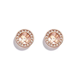 Angelic Bezel Earring Jackets Clear Crystal Rose Gold Plated - Picture 1 of 4