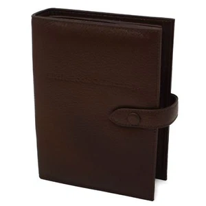 Little Book of Earrings Large Brown Bonded Leather Jewellery Box Storage Gift - Imagen 1 de 2