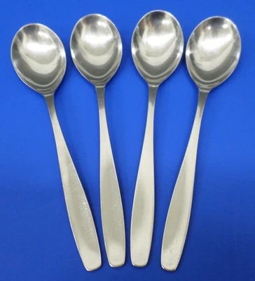 4 - WMF Cromargan ALPHA Satin Stainless GERMANY Flatware 7 3/8" OVAL SOUP SPOONS - Image 1 of 4