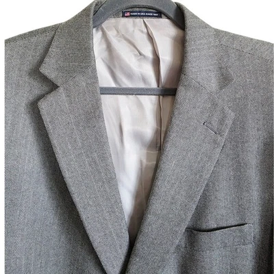 Hart Schaffner Marx 50L Gray Herringbone 100% Cashmere Worsted Wool Blazer 50L - Image 1 of 4