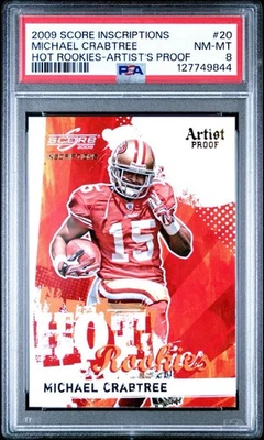 2009 Score Inscriptions Michael Crabtree Hot Rookies Artist Proof /32 PSA NM+ - Image 1 of 3