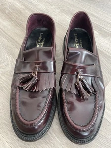 LOAKE BRIGHTON OXBLOOD LEATHER TASSEL LOAFERS SIZE UK 8 E - Picture 1 of 7