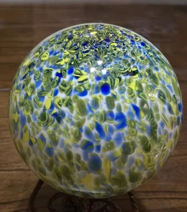 7½" Art Glass 1½" Opening Orb Ornament Sun Catcher Gazing Decor Ball "Cracks" - Picture 1 of 12