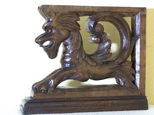 KM 475  Antikes dekoratives Holzelement Eiche Fabelwesen aus Frankreich um 1890 - Bild 1 von 6