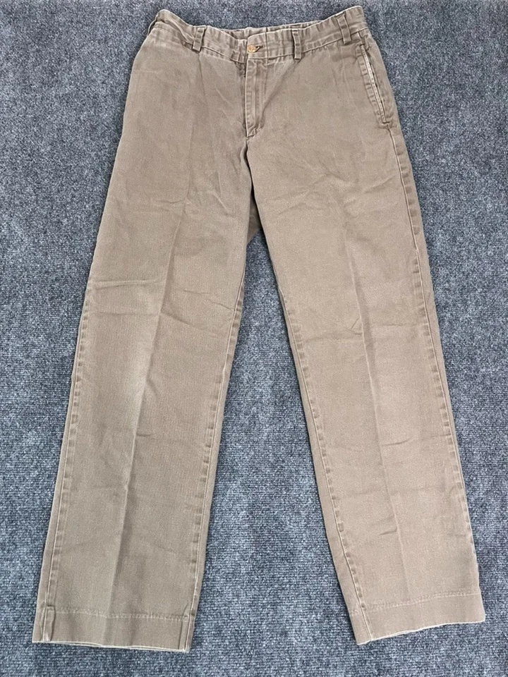 Bills Khakis 裤子男式卡其色棕色直筒 100% 棉平前尺寸 34 — 第 1/4 张图片
