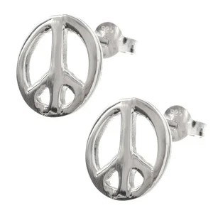 Peace Friedenszeichen Ohrstecker 925er Silber Symbol Schmuck Verschiedene Größen - Picture 1 of 1