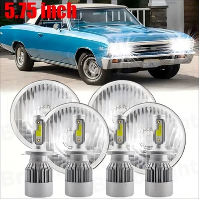 Faros LED redondos de 5,75" pulgadas para Chevrolet Corvette Chevelle Impala 4 piezas A++ Foto 1 de 4