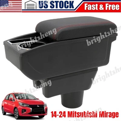 Fits 2014-2018 Mitsubishi Mirage Hatchback Center Console Armrest Storage Box - Image 1 of 4