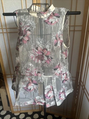 MOULINETTE SOEURS Sheer Floral Top Blouse Size 12 PreOwned EUC-MINT - Image 1 of 4