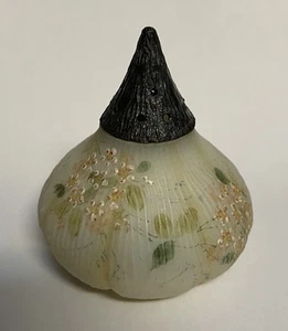 Mt Washington Fig Shaped Art Glass Shaker Pointed Prong Top Antique Flowers - Picture 1 of 8