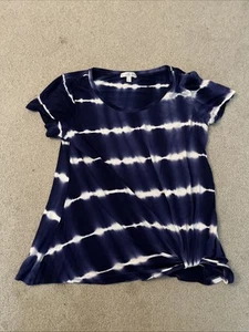 Camisa para mujer Nine Britton Stitch Fix Levie nudo frontal tejida púrpura y blanca XL - Imagen 1 de 3