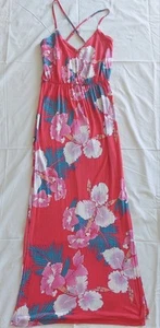 Miss Selfridge Maxi Dress Hawaiian Print Dress Pink Spaghetti Straps Size 8 - Picture 1 of 10
