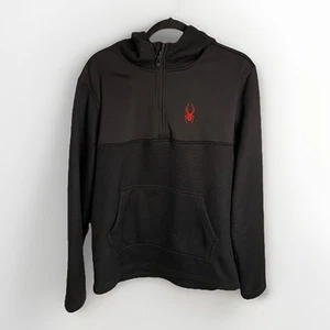 Spyder Quarter Zip Winter Jacket Black Boys Kids 10-12 Medium Snow Outdoors - Picture 1 of 9