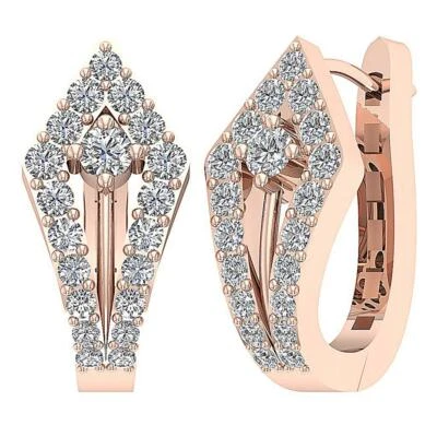 Hoop Earrings SI1 G 0.65 Ct Natural Diamond 14K White Gold Prong Set 0.64 Inch - Image 1 of 4