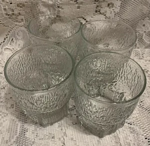 VTG MCM Indiana Glass Glacier Textured Whiskey Glass Tumblers, Set of 4, 3.75”H - Picture 1 of 21