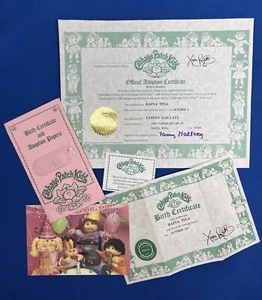 Vintage Cabbage Patch Kids Birth Certificate Adoption Ephemera 1st Birthday Card - Picture 1 of 5