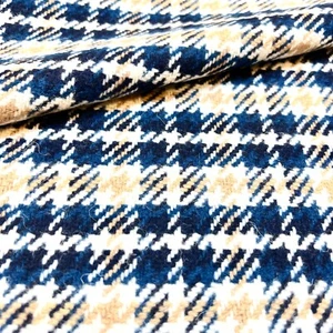 1338. Blue yellow check Tweed Wool fabric. Price per 1/2metre, 151cm wide - Picture 1 of 5