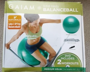 GAIAM TOTAL BODY BALANCE BALL Medium 65CM With 4 Full-length Workout DVDs NEW - Picture 1 of 5