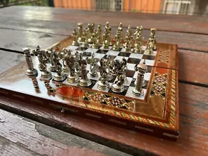 Black Pearl Chessboard w\ Travel Chess Set - Mini Chess Set - Metal Chess Pieces - Picture 1 of 10