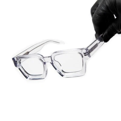 Gafas grandes de hip hop de acetato de alta calidad con tinte totalmente transparente para hombre Foto 1 de 4