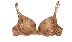 Nubian Skin klassischer Spitzen Push-up BH, Cafe au Lait, 36B passt 34B gepolstert braun - Bild 1 von 4