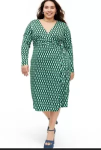 DVF for Target Long Sleeve Midi Arrow Geo Green Wrap Dress, XXL - Picture 1 of 6