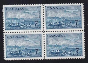 Canada 1951 Stagecoach and Plane 7¢ Stamp Centenary, MNH block sc#313 - Picture 1 of 1