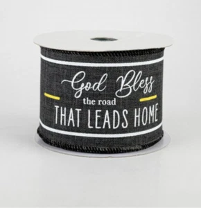 God Bless Road THAT LEADS HOME Street Lines nastro cablato religioso 2,5" by Yard - Foto 1 di 2