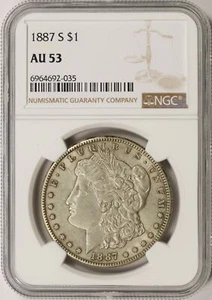 1887-S $1 Morgan Silver Dollar NGC AU53 - Picture 1 of 4