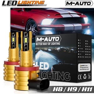 [12V/24V] Pair H8 6500K White LED Headlight Bulb Kit High/Low Beam Fog Light DRL - Picture 1 of 12