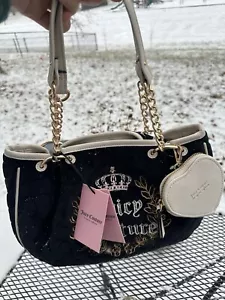 Juicy Couture Royal Moment Satchel Black Liquorce Crystal Quilted Shoulder Bag - Picture 1 of 16