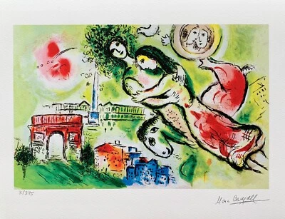 Marc Chagall ROMEO & JULIET Limited Edition Facsimile Signed Giclee Art 12" x 9" - Image 1 of 4