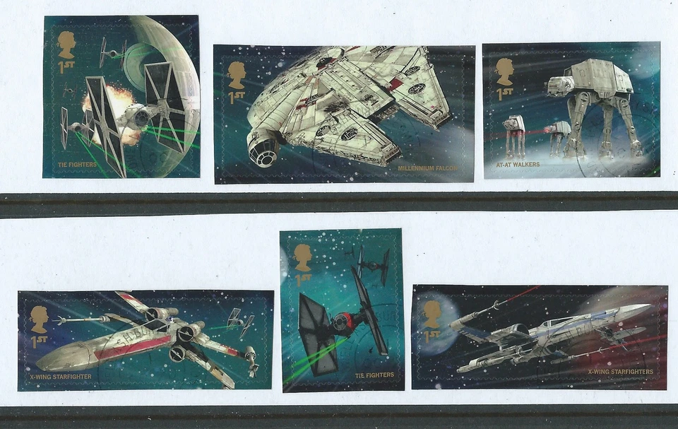 GREAT BRITAIN 2015 STAR WARS SET 6 EX. MINIATURE SHEET FINE USED - Image 1 of 1