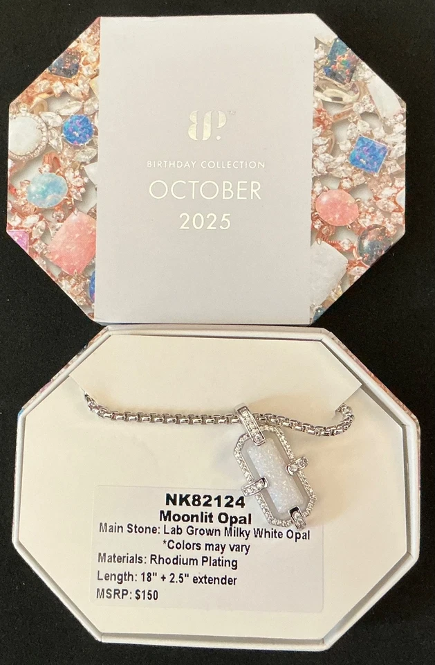 Bomb Party Necklace “Moonlit Opal” NK82124 Lab Milky Opal Rhodium October 2025 - Image 1 of 1