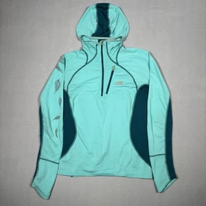 The North Face Women Teal Green Sweatshirt Vapor Wick Hoodie 1/4 Zip Size Medium - Picture 1 of 14