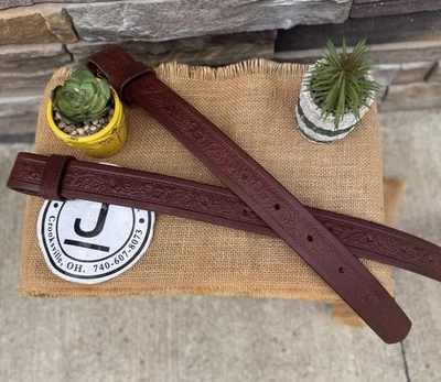 手工皮革背面 Cinch Billets,一对,花卉,美国皮革 — 第 1/4 张图片