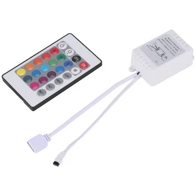 LED RGB Controller Steuerung IR 24 Tasten weiß 12V U5F29909 - Bild 1 von 4