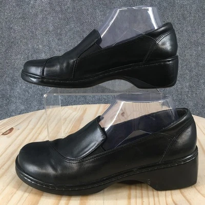 Clarks Shoes Womens 8 M Casual Comfort Slip On Wedge Loafers 71312 Black Leather - Image 1 of 4