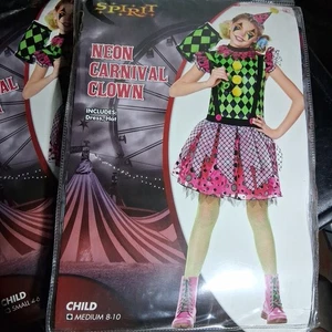 Disfraz Payaso Carnaval Neón Niño Talla Mediana 8-10 Espíritu Halloween - Imagen 1 de 10