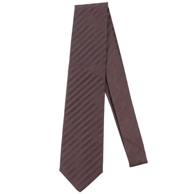 Corbata de seda Luigi Borrelli Napoli marrón y gris a rayas tonales nueva con etiquetas 3,25" de ancho Foto 1 de 4