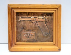 PICCOLO LUGER 4,5x5,5 rame goffrato 9mm Parabellum 1908 pubblicità esposizione vintage - Foto 1 di 11