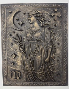 Virgo Zodiac Relief Wall Art 8” X 10” Gold Antique Astrology Plaque Home Decor - Picture 1 of 5