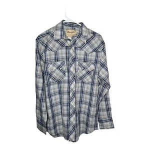Wrangler Western Fashion Hemd mit Druckknöpfen und Ärmeln blau lila & versilbert M - Bild 1 von 5